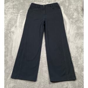 TWP Pants 8 Blue Wide Leg Stretch Casual Chic Quiet Luxury Classic Capsule Twill